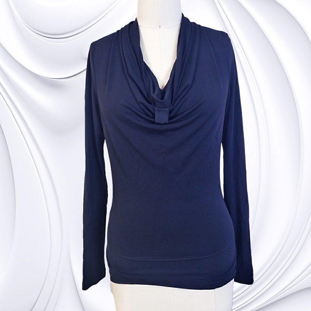 Michael Kors elegant black longsleeve cowl neck knit top